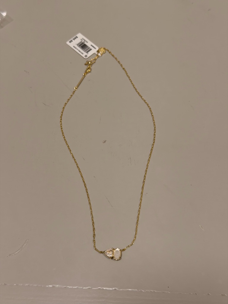 Kendra Scott Gold Necklace With Clear Stud And Opal Accents 25$